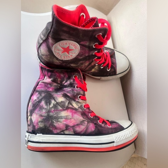 Converse High-Top Pink and Black Sneakers orthopedic heel - Picture 1 of 10